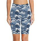 Japanese Waves Women's Bike Shorts With Side Pockets