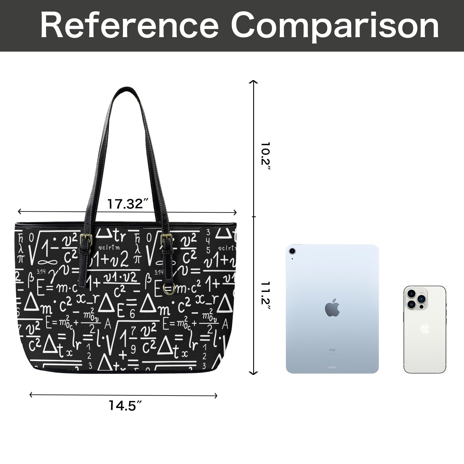 Mathematics - Leather Tote Bag-Large