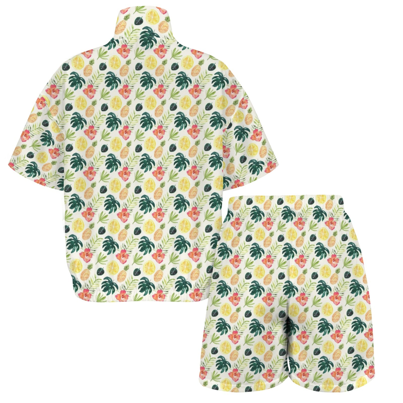 Pineapple Tropical Women's Windbreaker Short Set Women's Windbreaker Short Set Food Printed Offshore