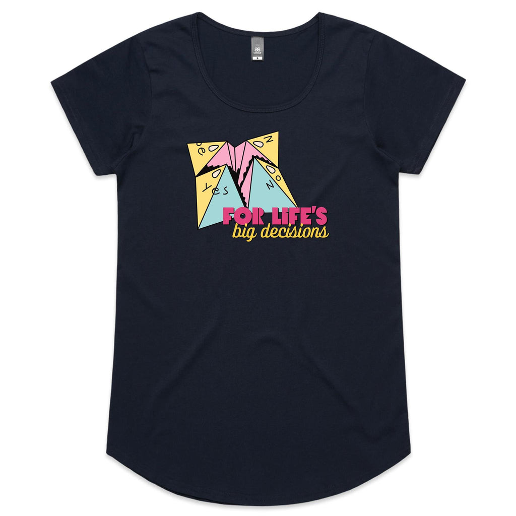 For Life's Big Decisions, Fortune Teller - Womens Scoop Neck T-Shirt Navy Womens Scoop Neck T-shirt Games Printed In Australia
