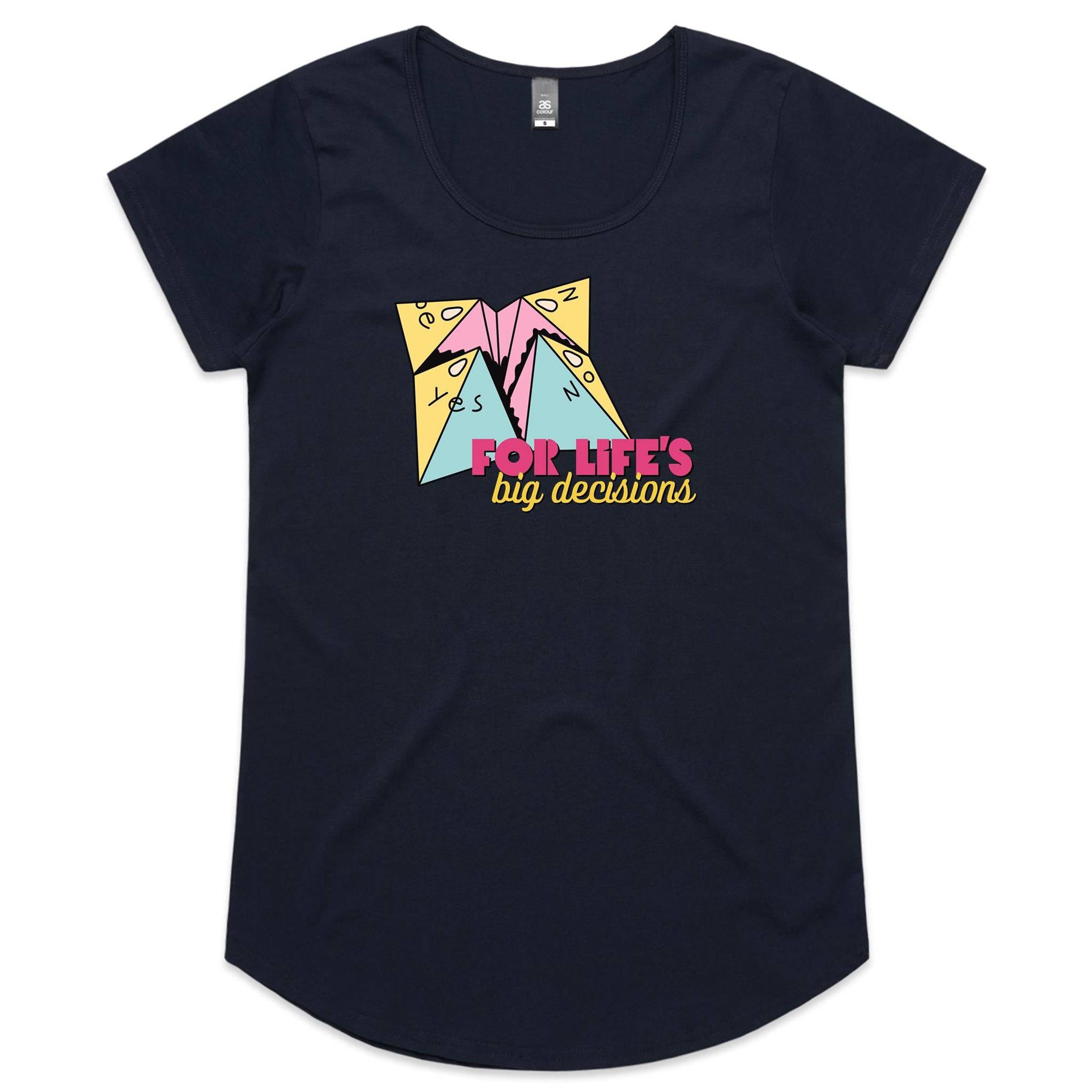 For Life's Big Decisions, Fortune Teller - Womens Scoop Neck T-Shirt Navy Womens Scoop Neck T-shirt Games Printed In Australia
