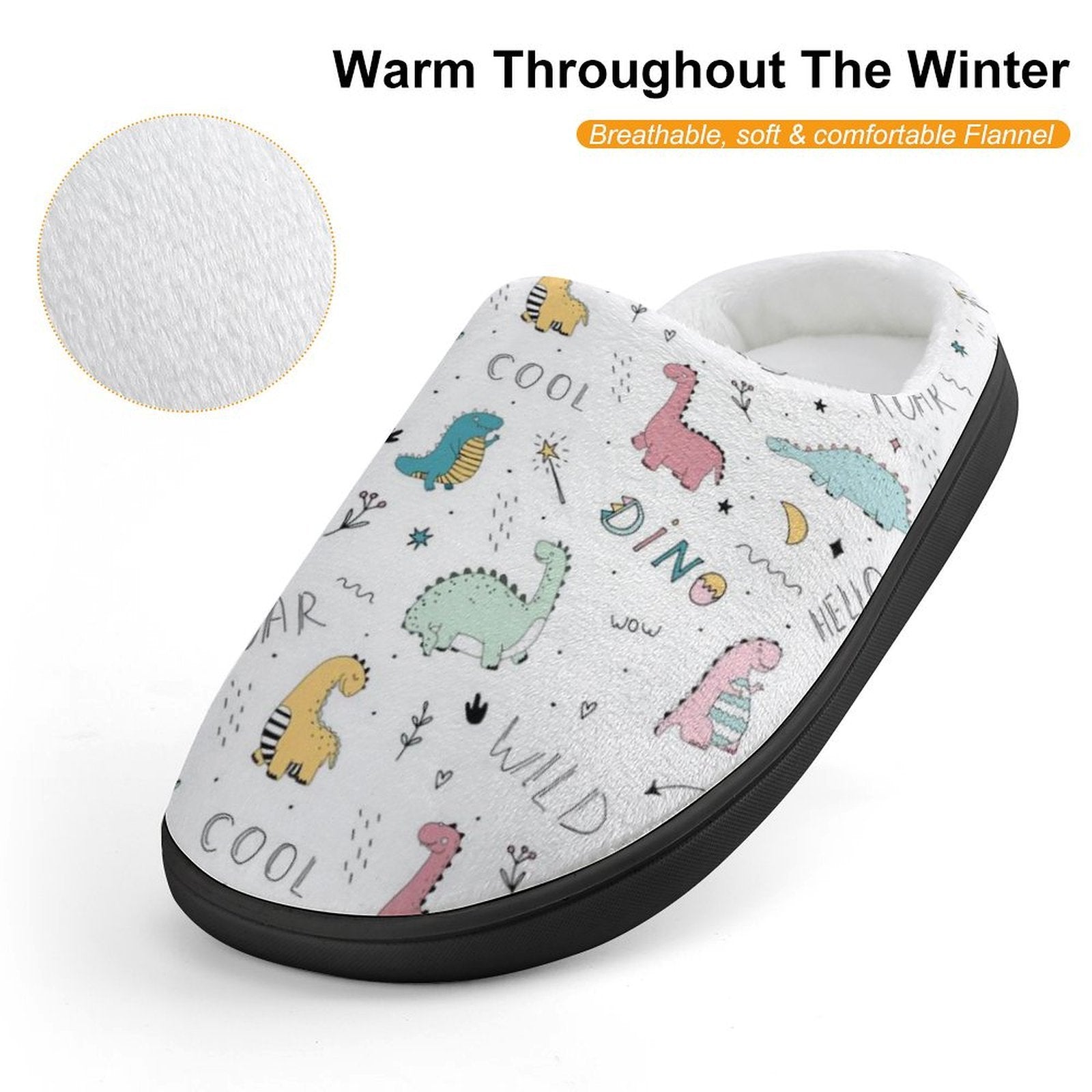 Quirky Dinosaurs Kids Cotton Slippers
