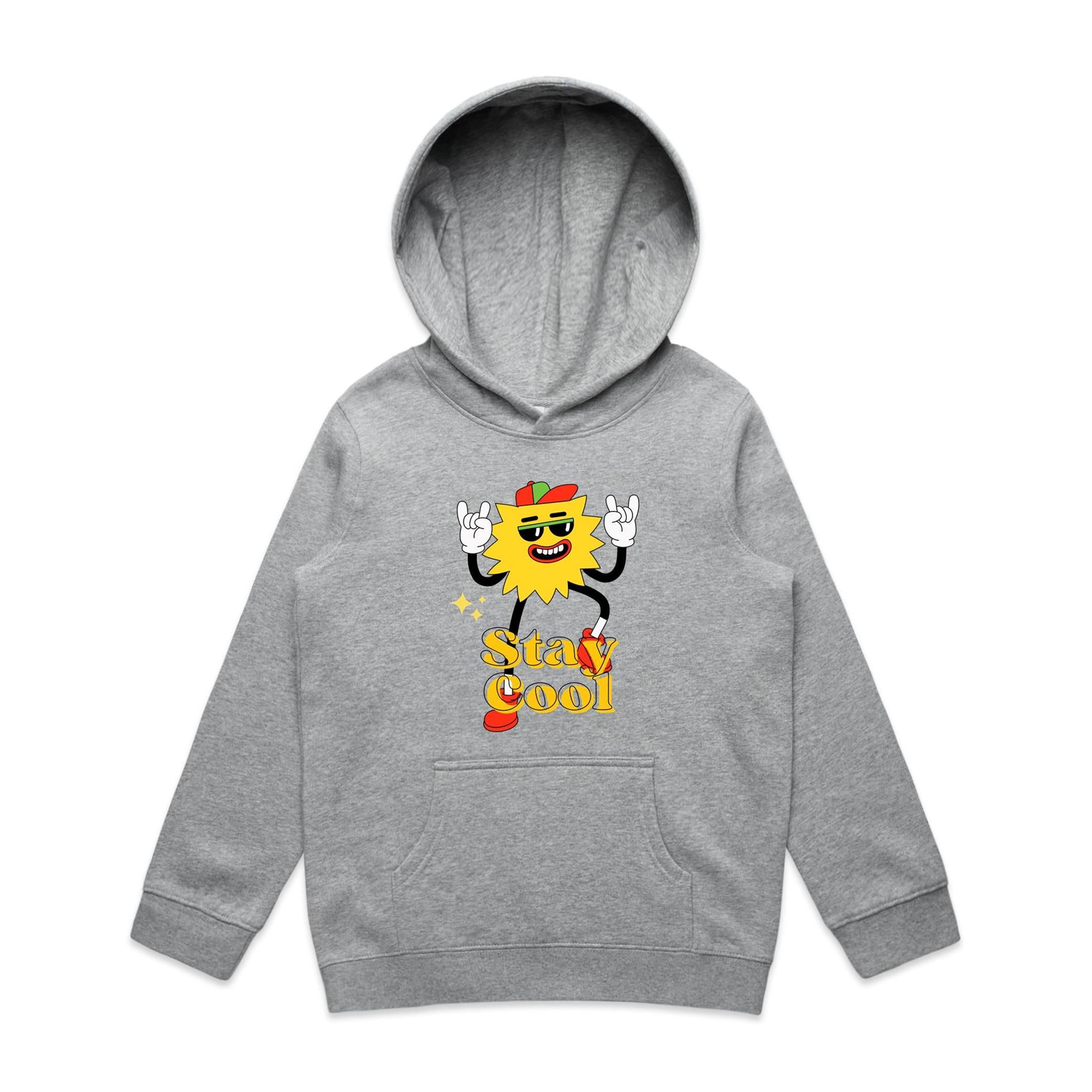 Stay Cool - Kids Hoodie Grey Marle Kids Hoodie Printed In Australia