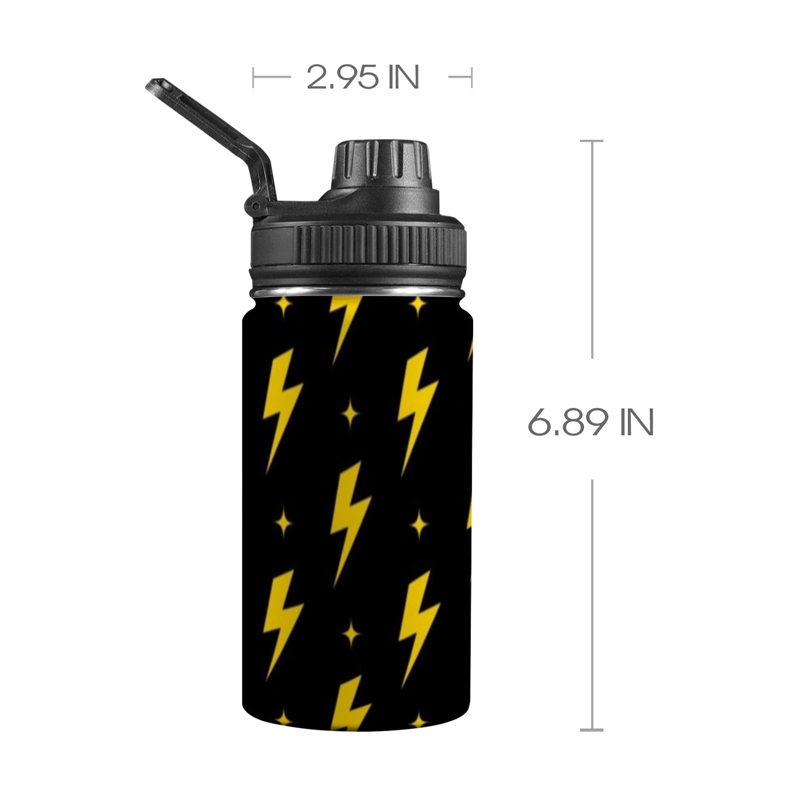 Yellow Lightning - Kids Water Bottle with Chug Lid (12 oz) One Size Kids Water Bottle with Chug Lid comic Printed Offshore
