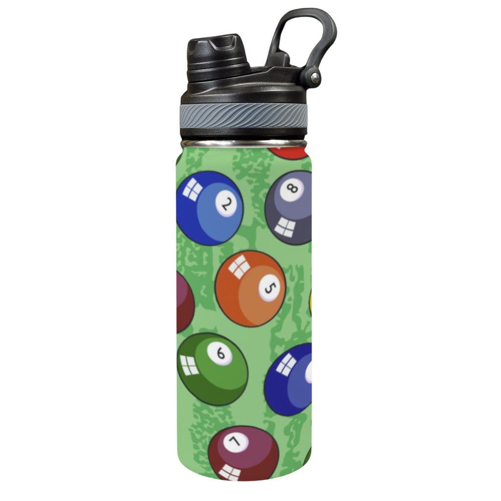 Pool Balls - Insulated Water Bottle with Dual-Use Lid (18oz) One Size Insulated Water Bottle with Dual-Use Lid (18oz) Games Printed Offshore