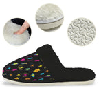 Fun Lightning Women's Fur Trim Thick-Sole Indoor Slippers Women's Fur Trimmed Slippers Printed Offshore