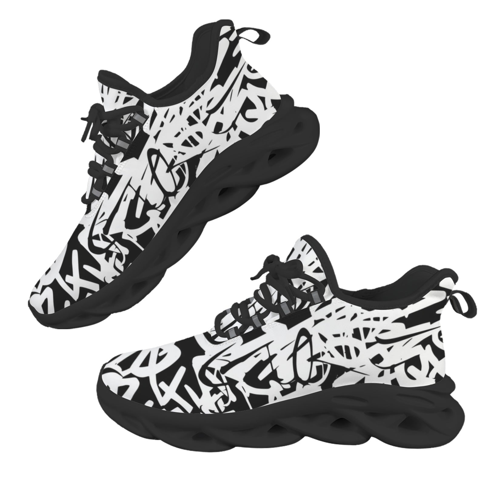 Graffiti Black Women's Twisted Sole Sneakers