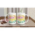 Personalised - This Mum Runs On Coffee - White 15oz Ceramic Mug Personalised 15oz Mug customise Globally Fulfilled Mum personalise