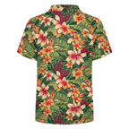 Vintage Hawaiian Floral Kids Youth Short Sleeve Button Up Shirt