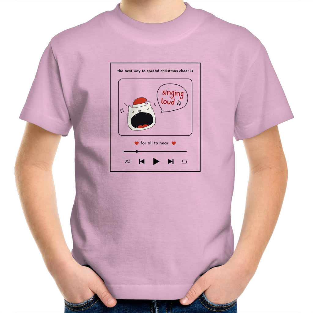 The Best Way To Spread Christmas Cheer Is Singing Loud For All To Hear - Kids Youth T-Shirt Pink Kids Christmas T-shirt Christmas Printed In Australia