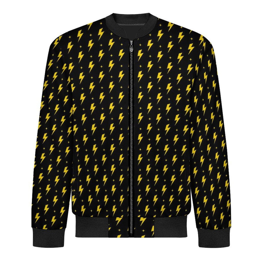Yellow Lightning Men's Casual Zip‑Up Bomber Jacket