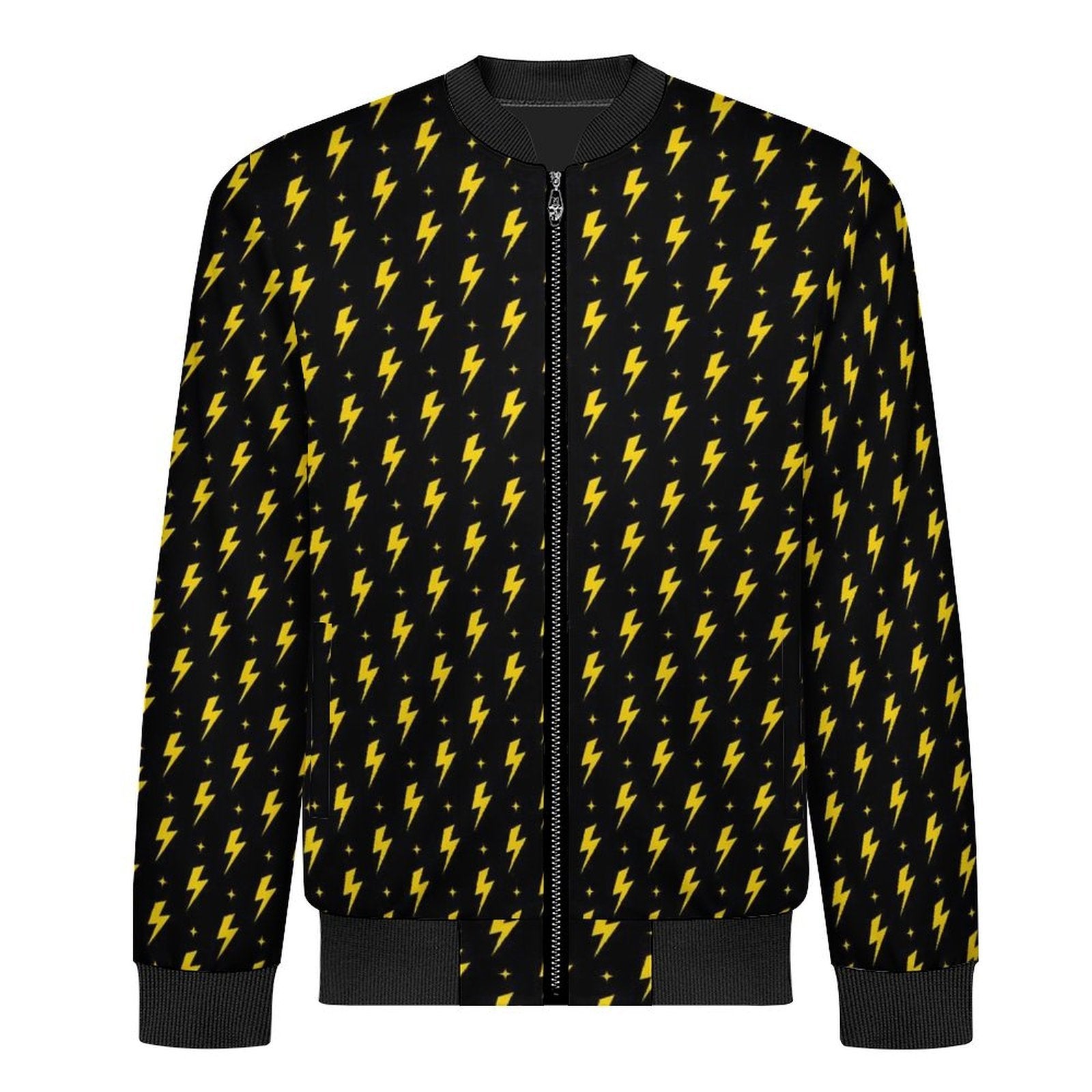 Yellow Lightning Men's Casual Zip‑Up Bomber Jacket