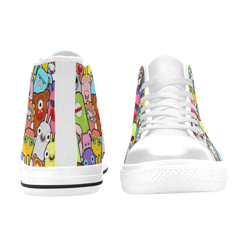 Happy Monsters Women's High Top Canvas Shoes Womens Classic High Top Shoes Printed Offshore Sci Fi