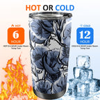 Blue And White Floral - 20oz Mobile Tumbler with Lid (Black Lock) 20oz Travel Mug Plants Printed Offshore