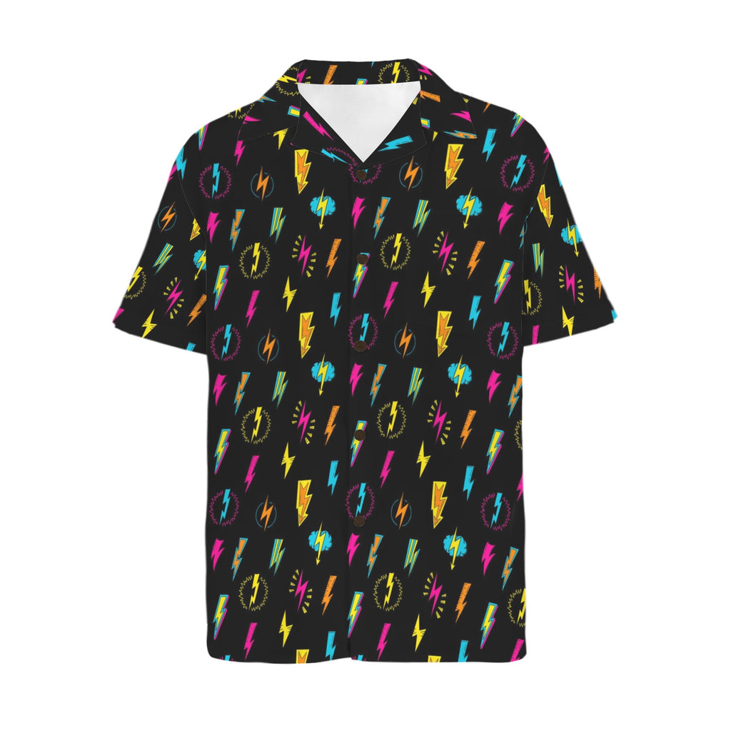 Fun Lightning Men's Short Sleeve Hawaiian Shirt Men's Hawaiian Shirt (New) comic Printed Offshore