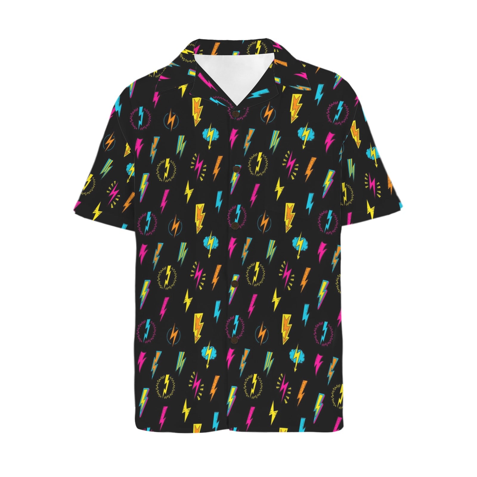 Fun Lightning Men's Short Sleeve Hawaiian Shirt Men's Hawaiian Shirt (New) comic Printed Offshore