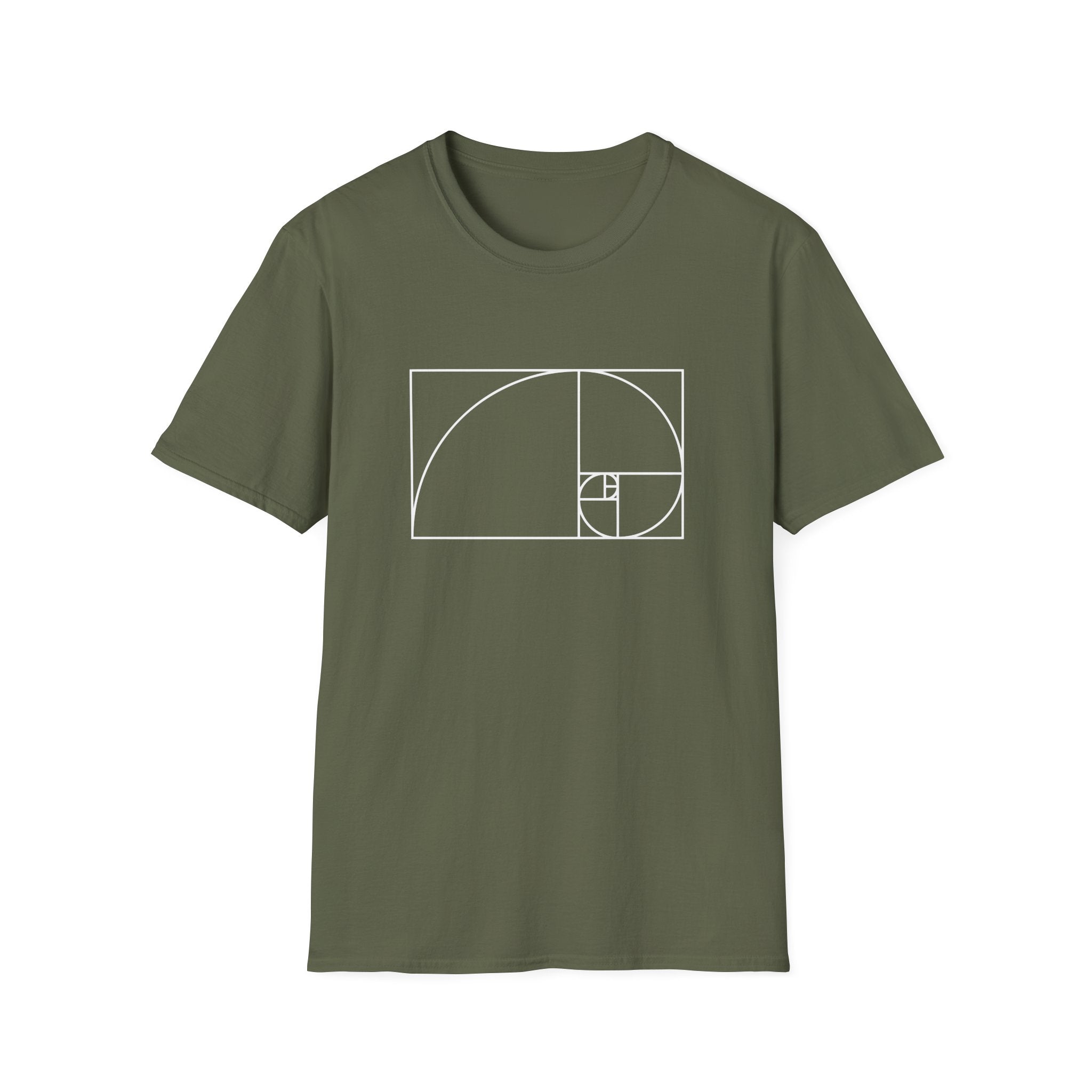 Fibonacci Unisex Softstyle T-Shirt Military Green T-Shirt Australian Printer Maths Science