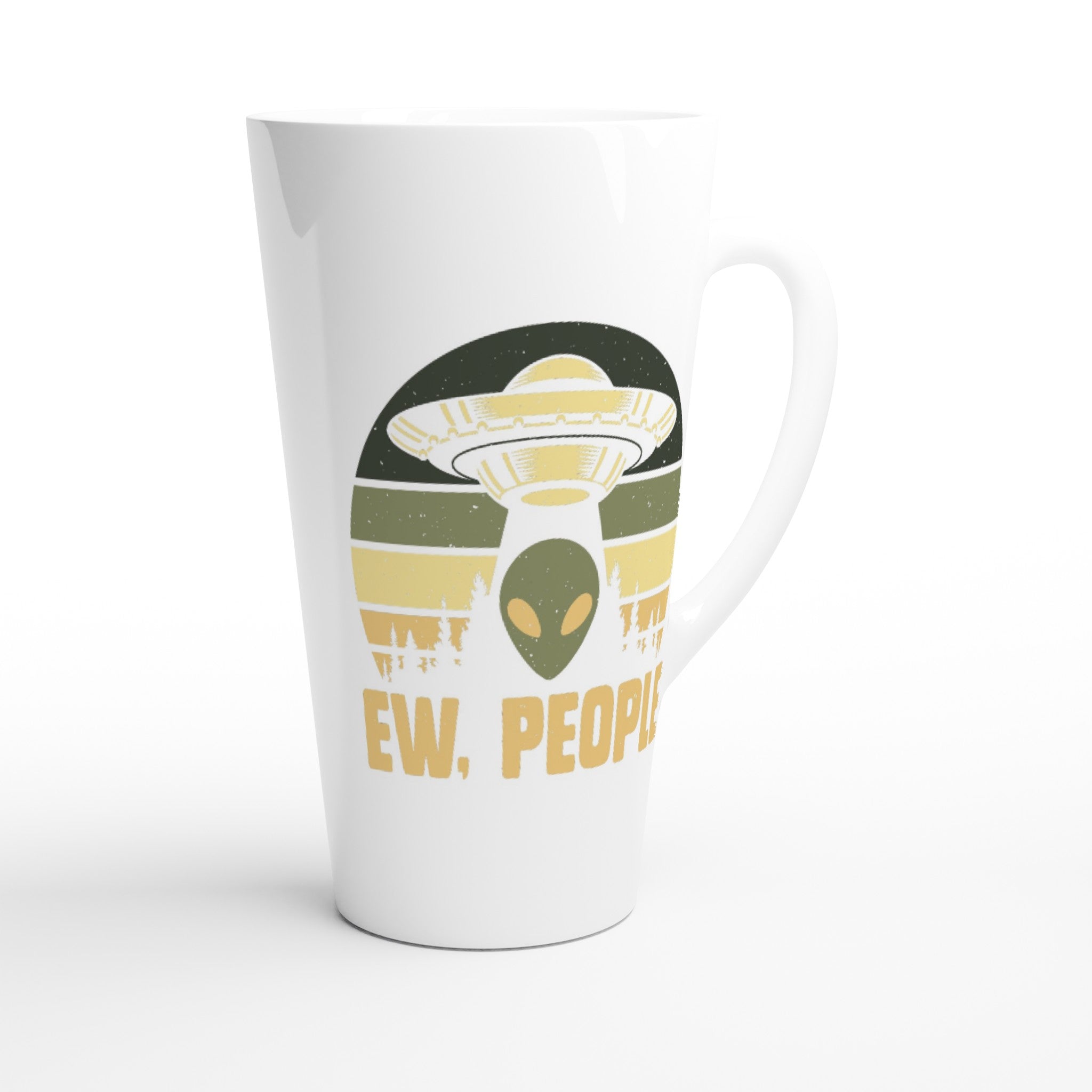 Alien Ew, People - White Latte 17oz Ceramic Mug Latte Mug Globally Fulfilled Sci Fi