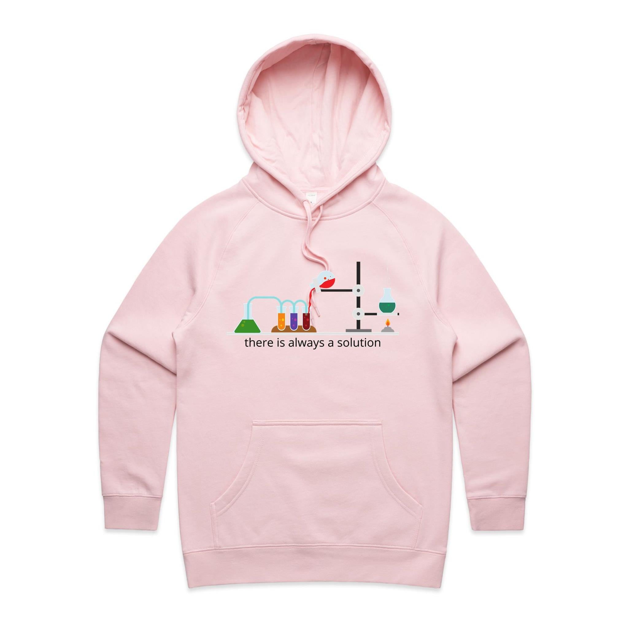 There Is Always A Solution, Science Lab - Womens Hoodie Pink Womens Hoodie Printed In Australia Science