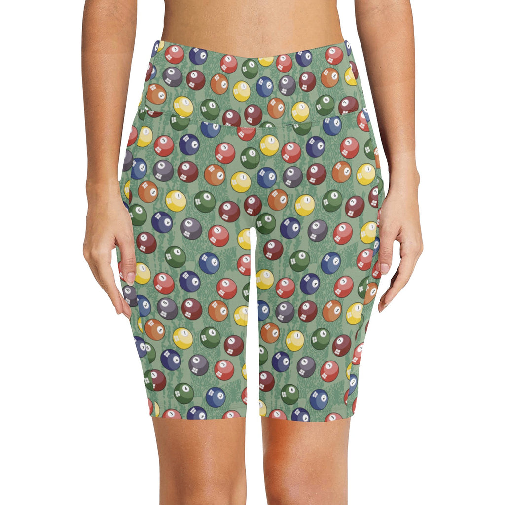 Pool Balls - Women's Bike Shorts With Side Pockets Women's Bike Shorts Games Printed Offshore
