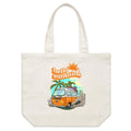 Hello Sunshine, Beach Van Shoulder Canvas Tote Bag Default Title Large Tote Bag Printed In Australia Summer Surf