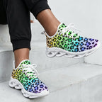 Rainbow Leopard Print Women's Twisted Sole Sneakers