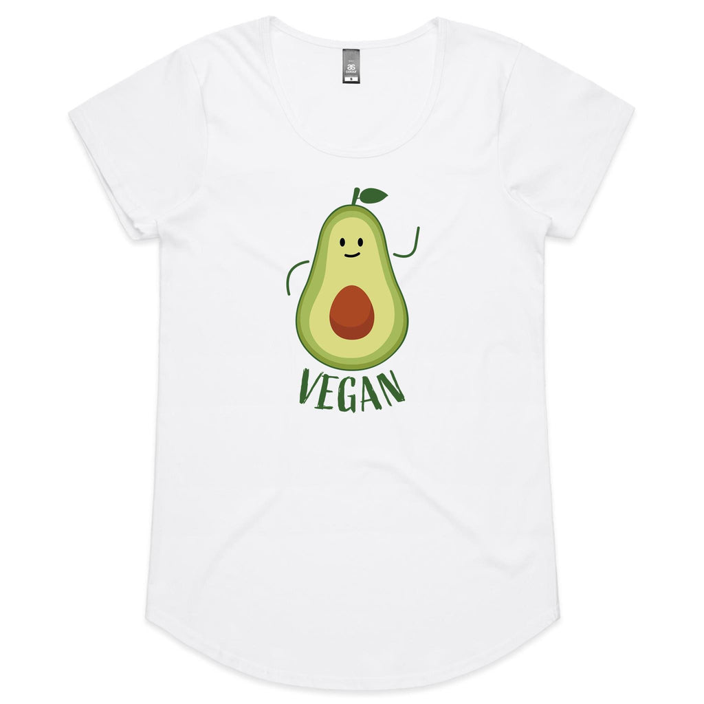 Vegan - Womens Scoop Neck T-Shirt White Womens Scoop Neck T-shirt Food Printed In Australia