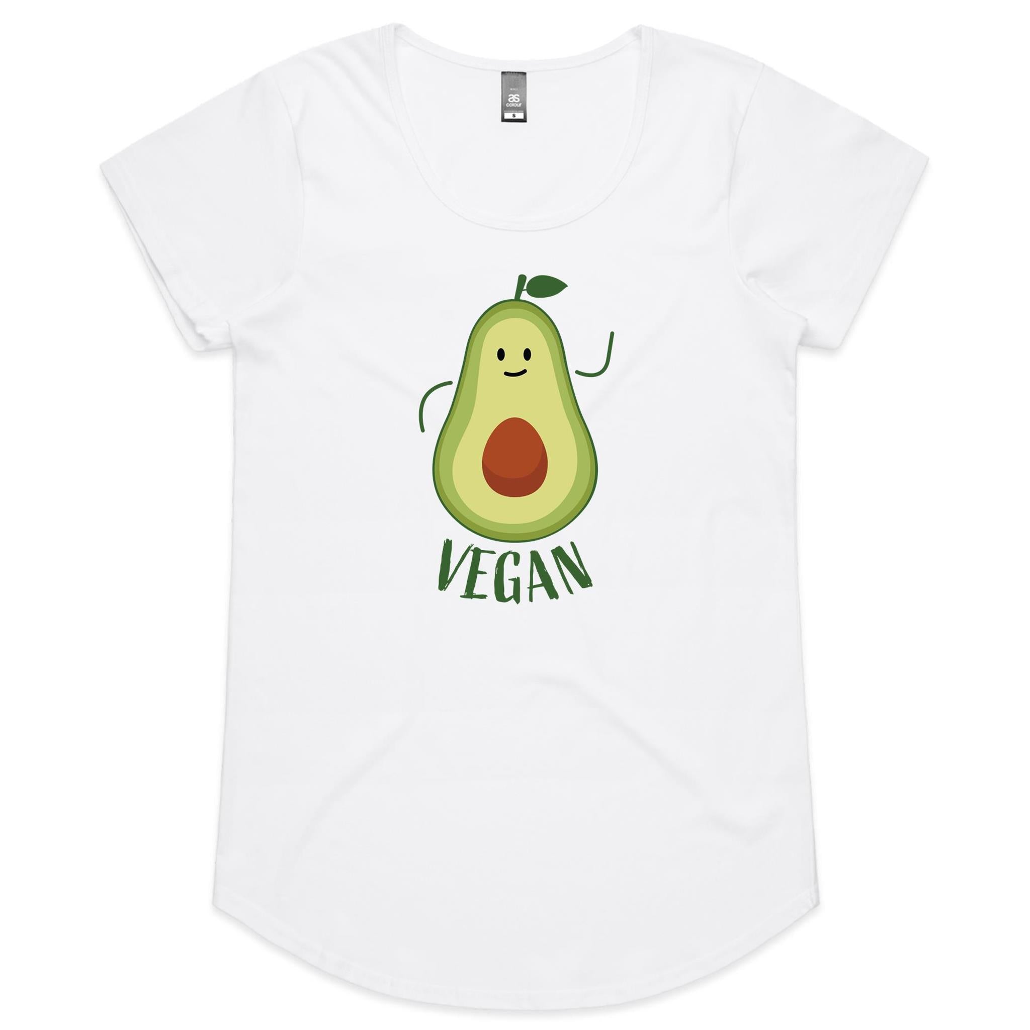 Vegan - Womens Scoop Neck T-Shirt White Womens Scoop Neck T-shirt Food Printed In Australia