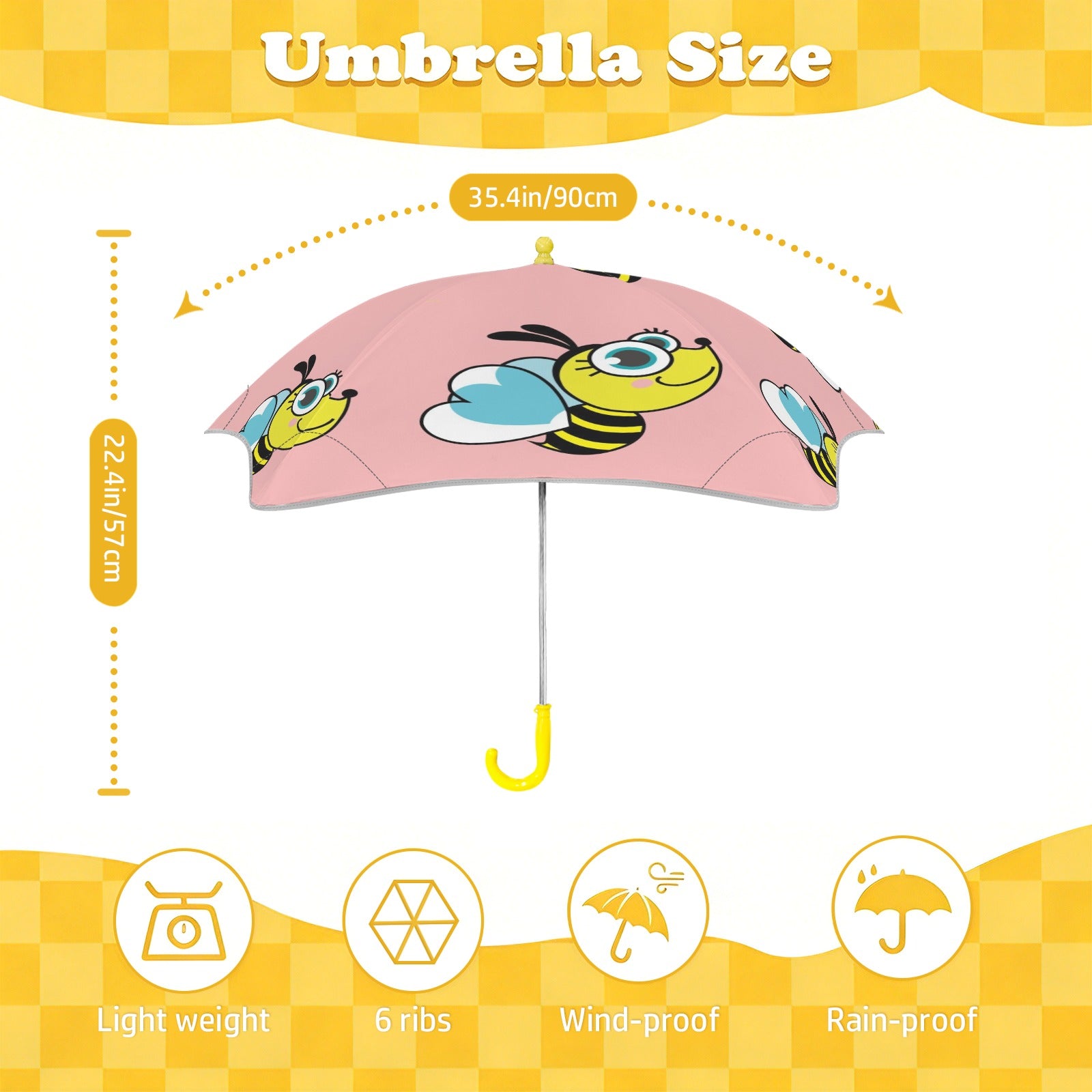 Cute Honey Bee Kids Safe Round Corner Umbrella Kids Safe Round Corner Umbrella animal Printed Offshore