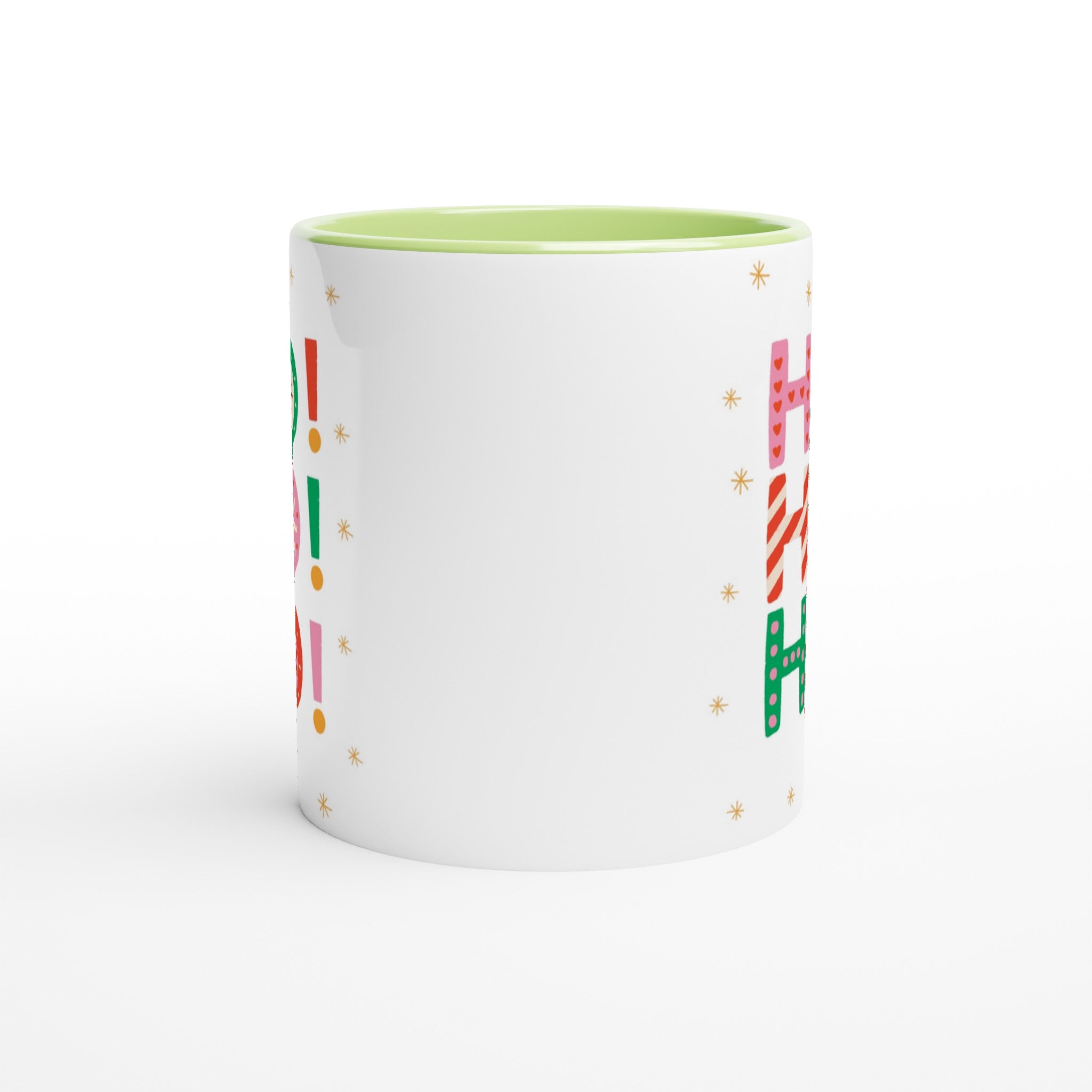Christmas Ho Ho Ho - White 11oz Ceramic Mug with Colour Inside Christmas Colour Mug Christmas Globally Fulfilled