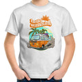 Hello Sunshine, Beach Van - Kids Youth T-Shirt White Kids Youth T-shirt Printed In Australia Retro Summer Surf