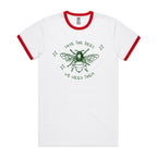 Save The Bees - Staple Ringer Tee White Red Ringer T-Shirt animal Environment Printed In Australia