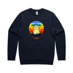 Mornings Need Coffee, UFO - AS Colour Stencil Crew Navy Sweatshirt Coffee Printed In Australia Sci Fi