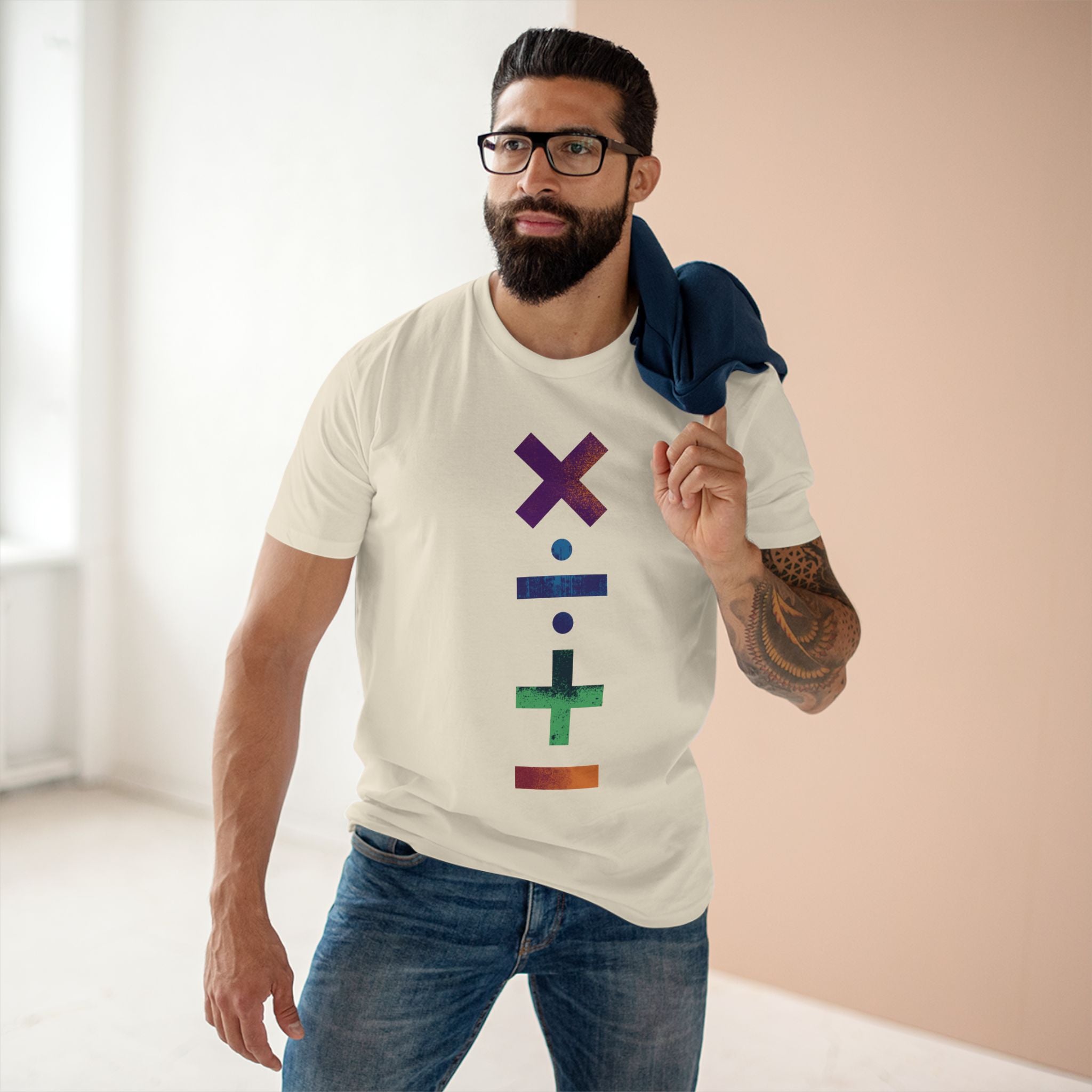 Math Symbols - Men's Staple Tee Natural Mens Premium T-Shirt Maths Printed in AU and US