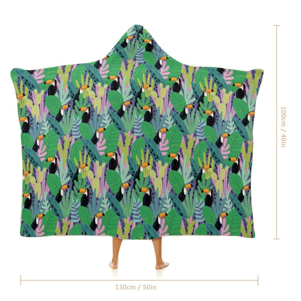 Bright Toucan Kids Hooded Blanket 100cm x 130cm Kids Hooded Blanket animal Printed Offshore