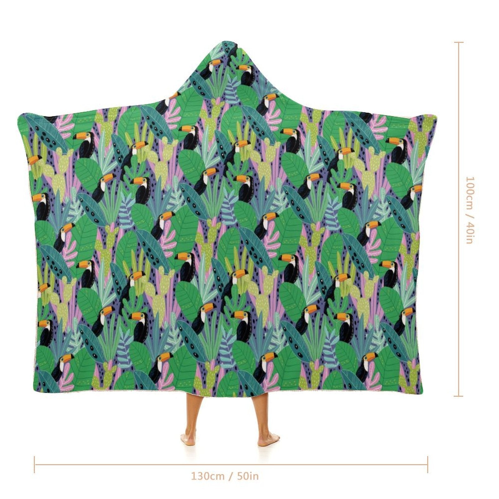 Bright Toucan Kids Hooded Blanket 100cm x 130cm Kids Hooded Blanket animal Printed Offshore