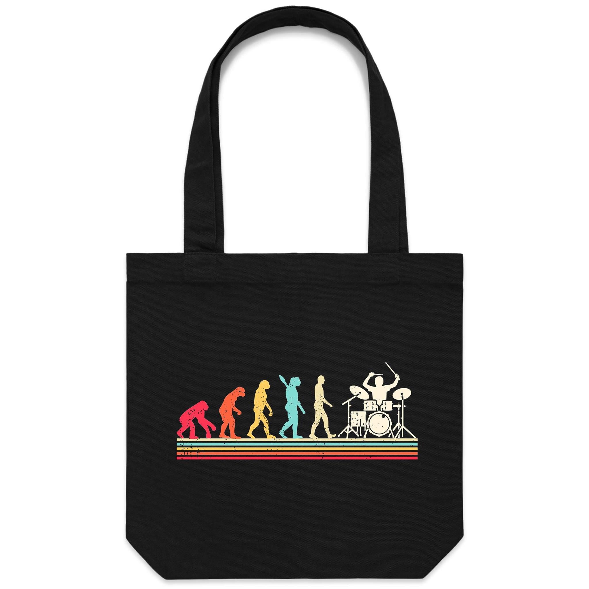 Drummer Evolution - Canvas Tote Bag Default Title Tote Bag Music Printed In Australia
