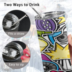 Sticker Music 20oz Tall Skinny Tumbler with Lid and Straw