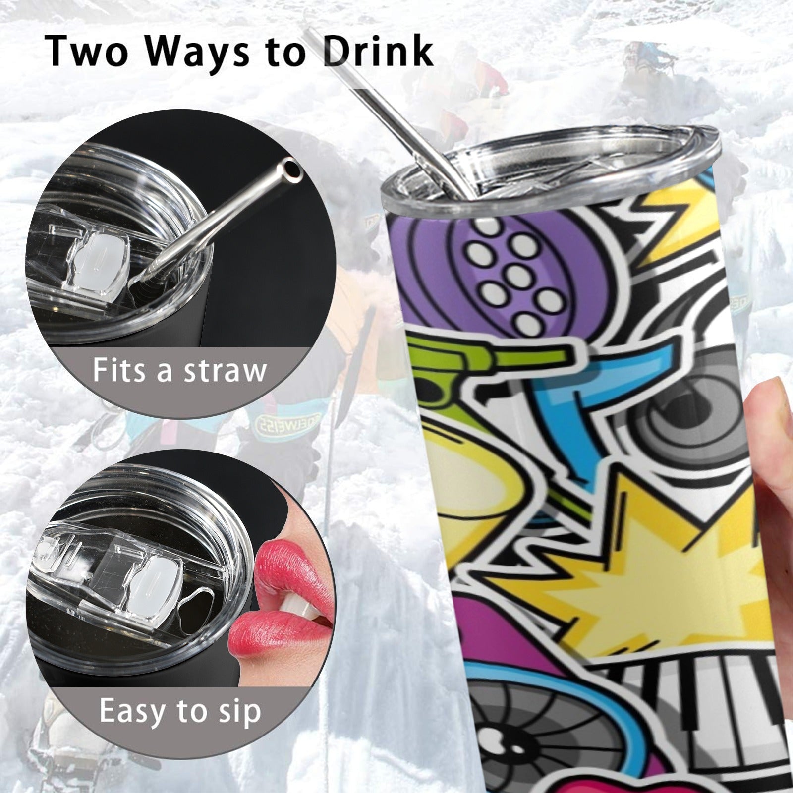 Sticker Music 20oz Tall Skinny Tumbler with Lid and Straw