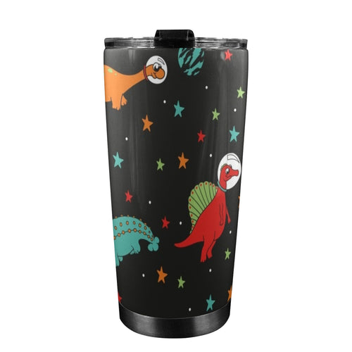 Astronaut Dinosaurs - 20oz Mobile Tumbler with Lid (Black Lock) 20oz Travel Mug animal Printed Offshore Space