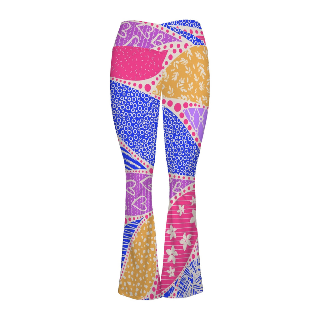Pink Swirl High Waist Crossover Tummy Control Flare Leggings High Waist Flare Leggings Printed Offshore