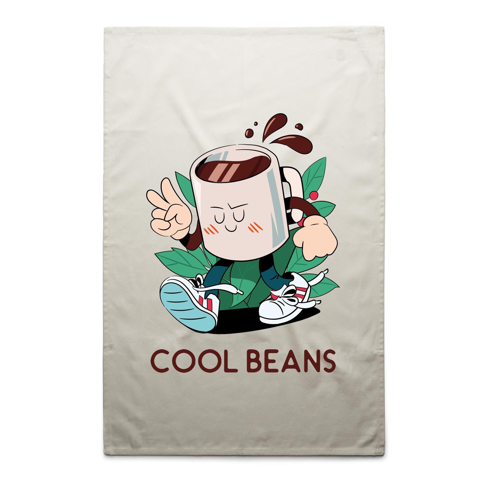 Cool Beans, Coffee - AS Colour Tea Towel Cream One Size Tea Towel Coffee Printed In Australia