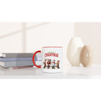 Fab Four, Merry Christmas - White 11oz Ceramic Mug with Color Inside Christmas Colour Mug Christmas Globally Fulfilled