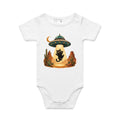Black Cat Alien UFO Abduction AS Colour Baby Bodysuit