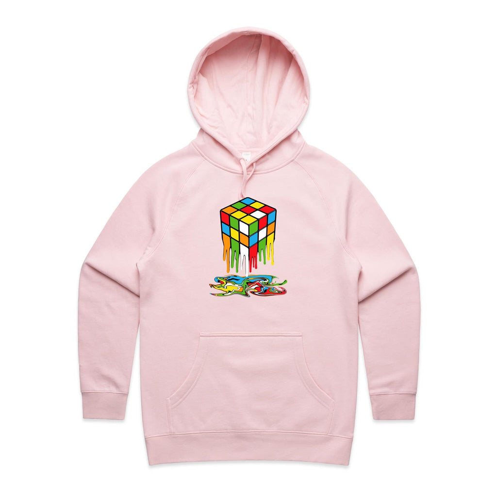 Melting Cube - Womens Hoodie Pink Womens Hoodie Games Printed In Australia