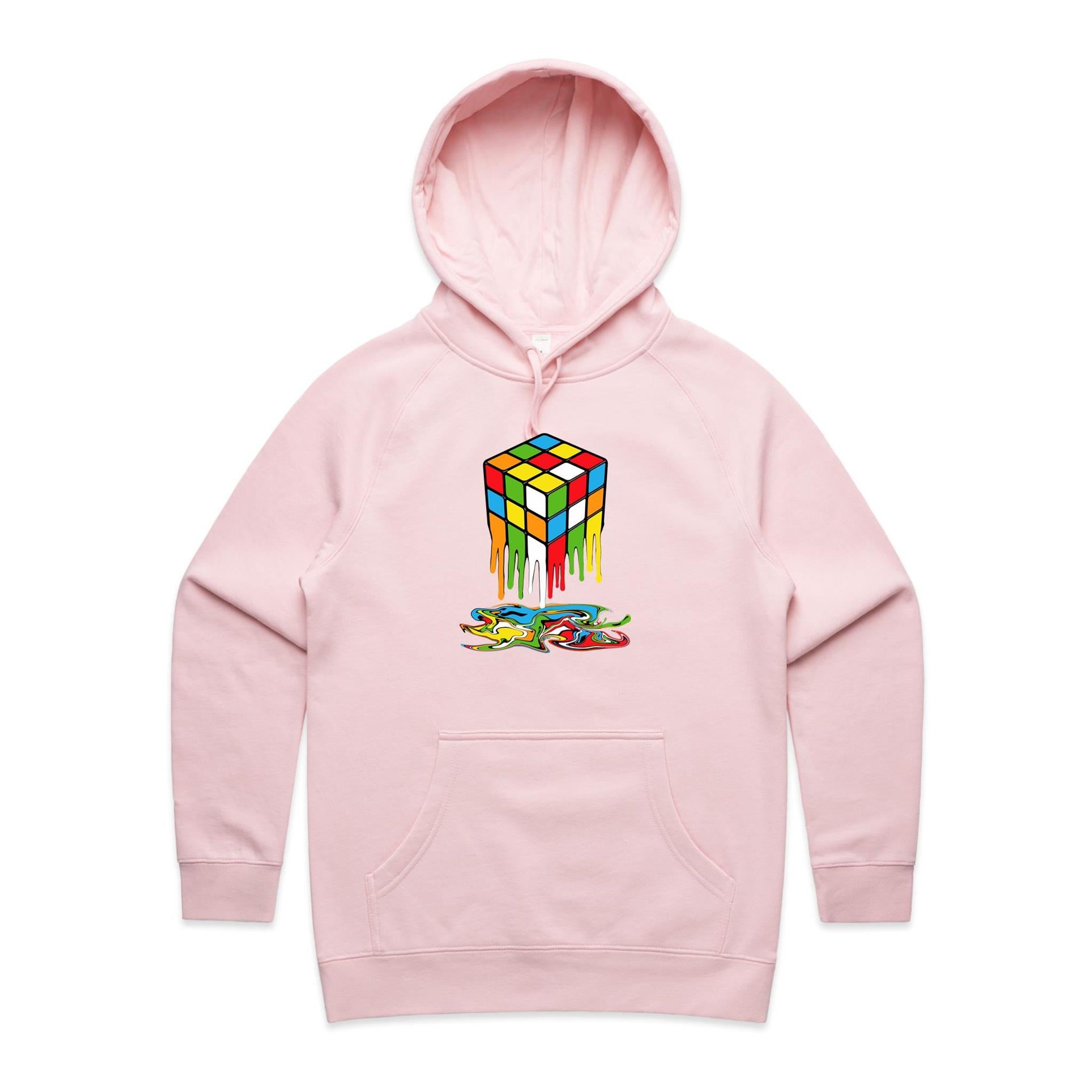 Melting Cube - Womens Hoodie Pink Womens Hoodie Games Printed In Australia