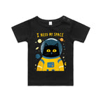 I Need My Space, Cat Astronaut - Baby T-shirt Black