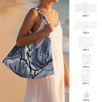Blue And White Floral Beach Chair Towel Cover with Side Pockets