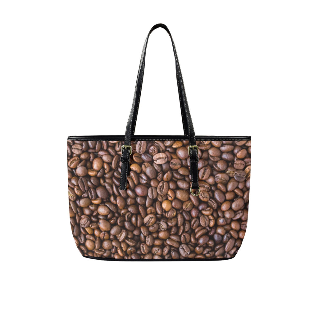 Coffee Beans - Leather Tote Bag-Large