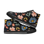 Boho Flowers And Leaves Women's High Top Canvas Shoes Womens Classic High Top Shoes Plants Printed Offshore
